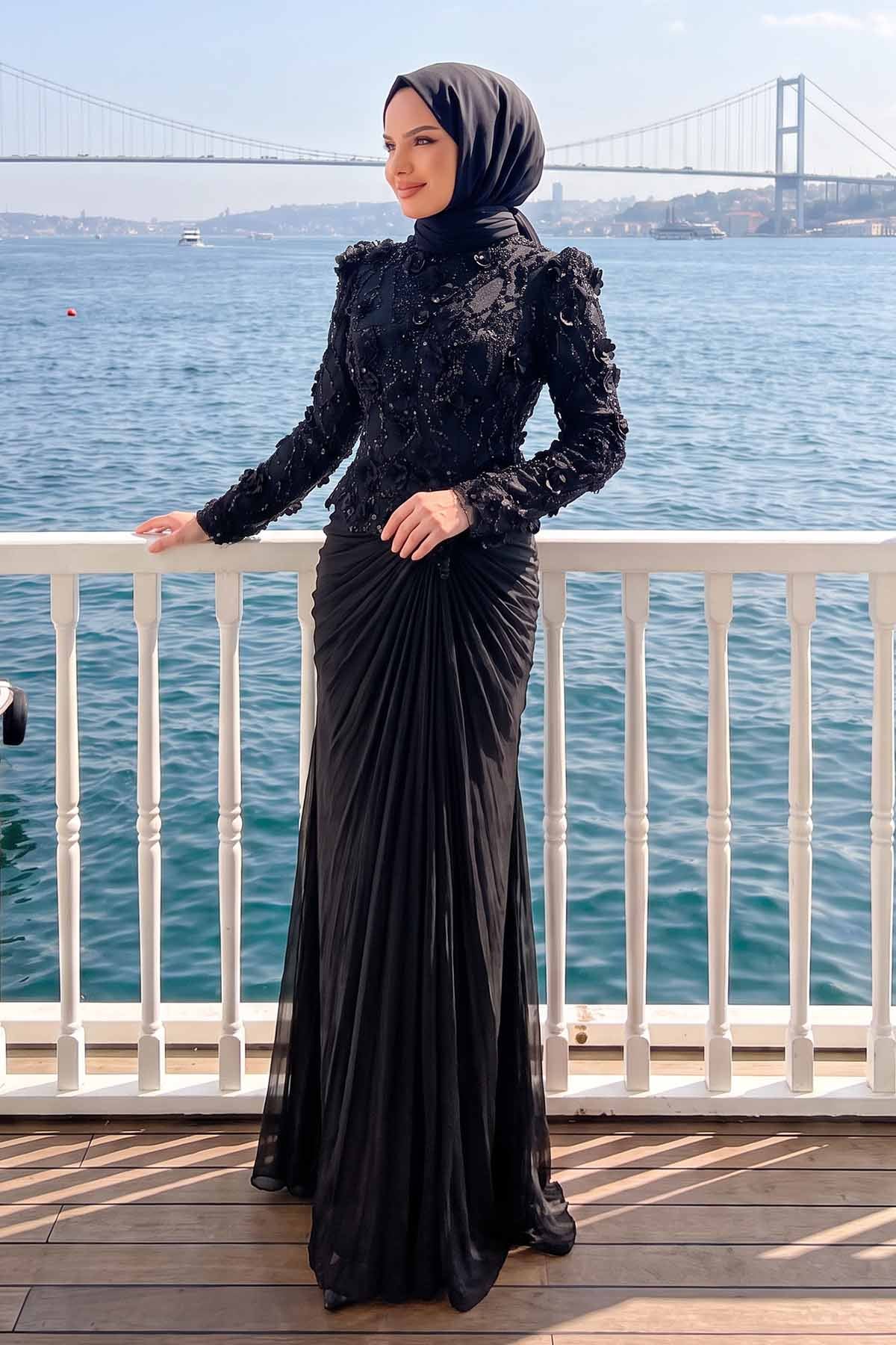 Çiçek İşlemeli Serelya Abiye - RZSRL1607